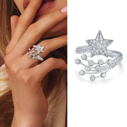 Galaxy Star Moissanite Open Ring